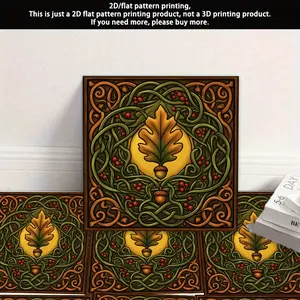 2D Flat - Vintage Nature-Themed Pattern, PVC Sticker, Self-Adhesive Floor Decal, Removable Waterproof Decorative Sticker, Suitable for DIY on Kitchen Walls, Bathroom Walls, Balcony Floors, and More, 2D Flat