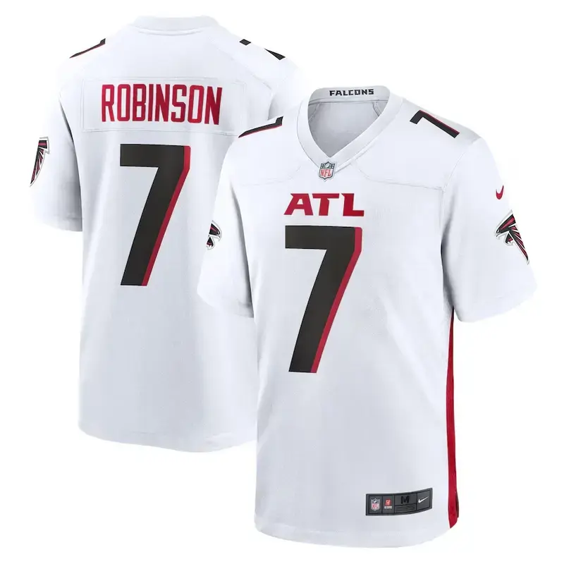 Men's #7 Bijan Robinson White Game Jersey