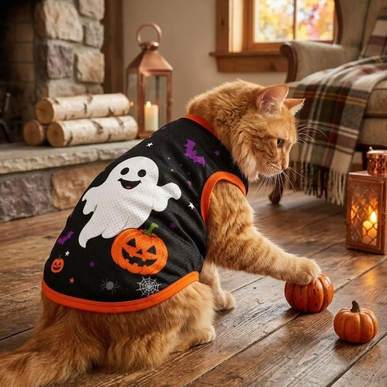 Personalized Halloween Dog Jersey, Custom Pet Halloween Shirt, Ghost Pumpkin Dog Jersey, Spooky Pet Costume, Custom Name & Number Dog Shirt 5HE E7Z