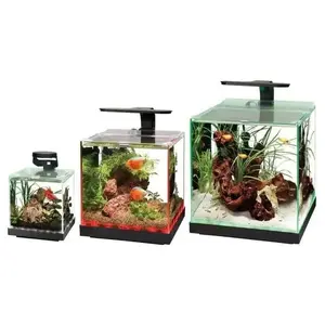 Aqueon Edgelit Cube Glass Aquarium Vibrant LED Remote Control