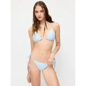 Cider Cotton-blend Geometric Floral Lace Halter Neck Triangle Bikini Set