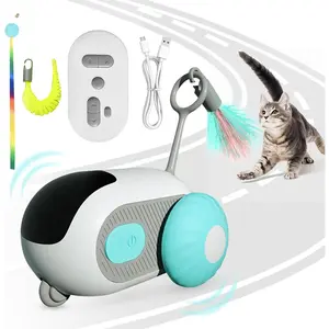 Remote Control Smart Electric Interactive Cat Toy Smart Turbo Tail Automatic Car Toys for Indoor Bored Cats Robot Rc Cat Mental Stimulation Toys Usb Rechargeable Gravity-Sensing Movement Pet Toy