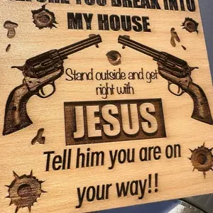 Laser engraved wood cut piece get right with Jesus Decor Signs Wooden