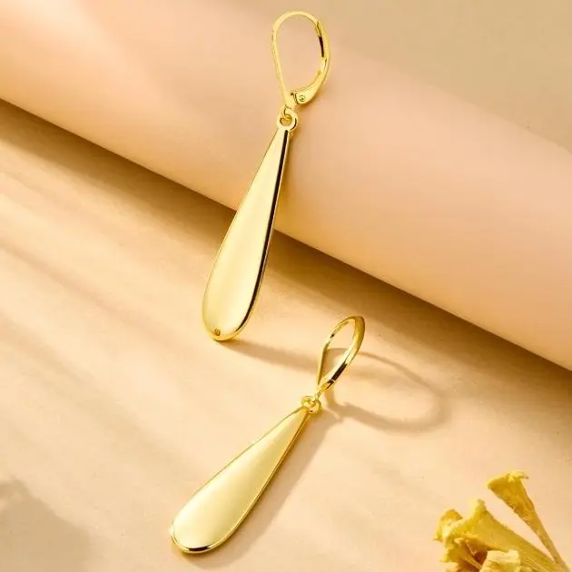 Women's Silver-Plated Long Teardrop Dangle Earrings - Hypoallergenic, Minimalist Teardrop Design, Leverback Closures, Dainty Small Elegant Everyday Wear Costume Jewelry Gift for Women, Dainty Earrings, Long Drop, Sterling
