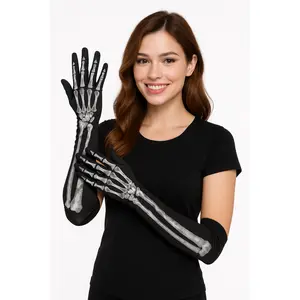 Skeleton Long Gloves for Halloween - Adult Size