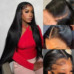 13x6 Glueless Lace Frontal Wig Pre-Everything Ear To Ear Natural Hairline HD Lace Skin Melted Silky Straight Deep Wave Human Hair Wigs With Drawstring