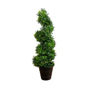Nearly Natural T4983 3 ft. UV Resistant Boxwood Spiral Topiary Artificial Tree in Decorative Planter
