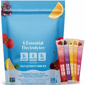 Replenisher Daily Electrolyte Powder – Original Variety Pack, 20 Stickpacks – Zero Sugar Hydration Packets with 6 Electrolytes and Minerals – Sugar Free, Plant Based & Keto Friendly​ Drink Mix