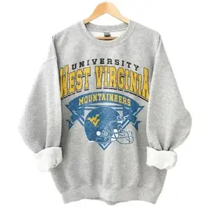 [Sale Up To 30%] + [Free Ship] West Virginia University Mascot Sweatshirt, Unisex Cotton Crewneck Sweatshirt For Men and women