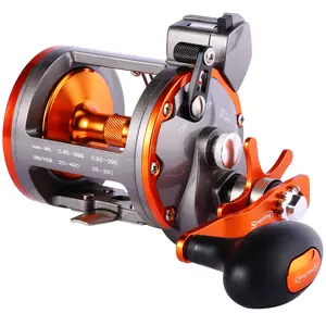 Sougayilang Line Counter Trolling Reel Graphite Body Fishing Reel Durable Stainless-Steel and Brass Gears, Powerful Carbon Disc Drag tempest  rod