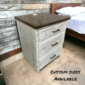 Rustic Nightstand and Drawers with Charging Center and hidden compartment