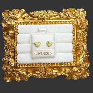 NORA'S-10K Gold Heart Diam Earrings