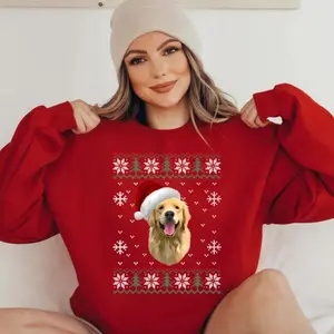Custom Dog Sweatshirt, Custom Pet Christmas Ugly Sweater, Custom Dog Christmas Sweater, Dog, Mom Sweater, Ugly Christmas Sweater,, Easy to Wear, Just Throw It On