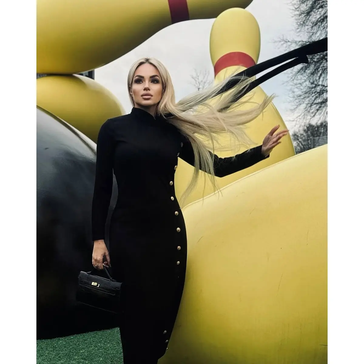 UOOZEE Women's Long Sleeves Loose Asymmetric Buttoned Split-Joint  Split-Side Mock Neck Maxi Dresses Casual Black Solid Minimalist  thanksgiving outfits black dresses women birthday outfit sweater dress  business casual outfits women elegantoutfits -