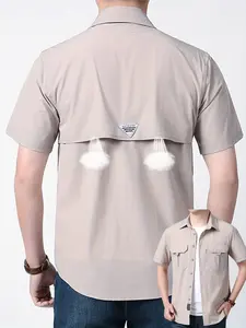 European/American outdoor orienteering shirt + 110 g added weight + nylon stretch quick-dry fabric + new summer men’s lightweight breathable stretchy ice-feel multi-pocket short-sleeve shirt white tee