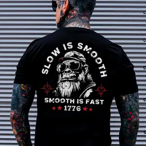 SLOW IS SMOOTH SMOOTH IS FAST Chimpanzee Print Men's T-shirt