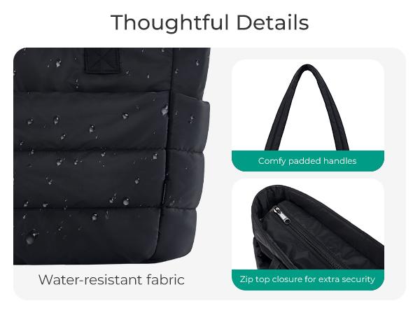 BAGSMART Lightweight Puffy Tote Bag with Compartments for Women, Quilted Shoulder Bag Handbag for Travel and Work Handbag for Travel and Work TikTokShopHolidayHaul