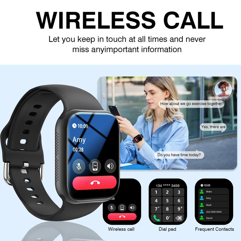2026 New Smart Watch HD Touchscreen - Wireless Calling, Camera & Music Control, Multi-Sport Modes, Alarm/Call-SMS Alert, Custom Display, iOS Android Compatible, Sport Smartwatch (Unisex)