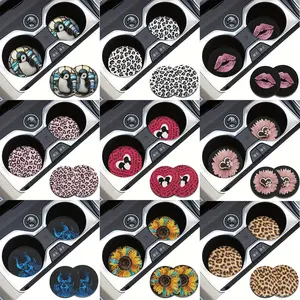 2pcs Car Coasters Print Absorbent Coasters Set, Universal Fit Women Gifts, Car Decor & Girly Car Accessories, Perfect for Car Lovers
