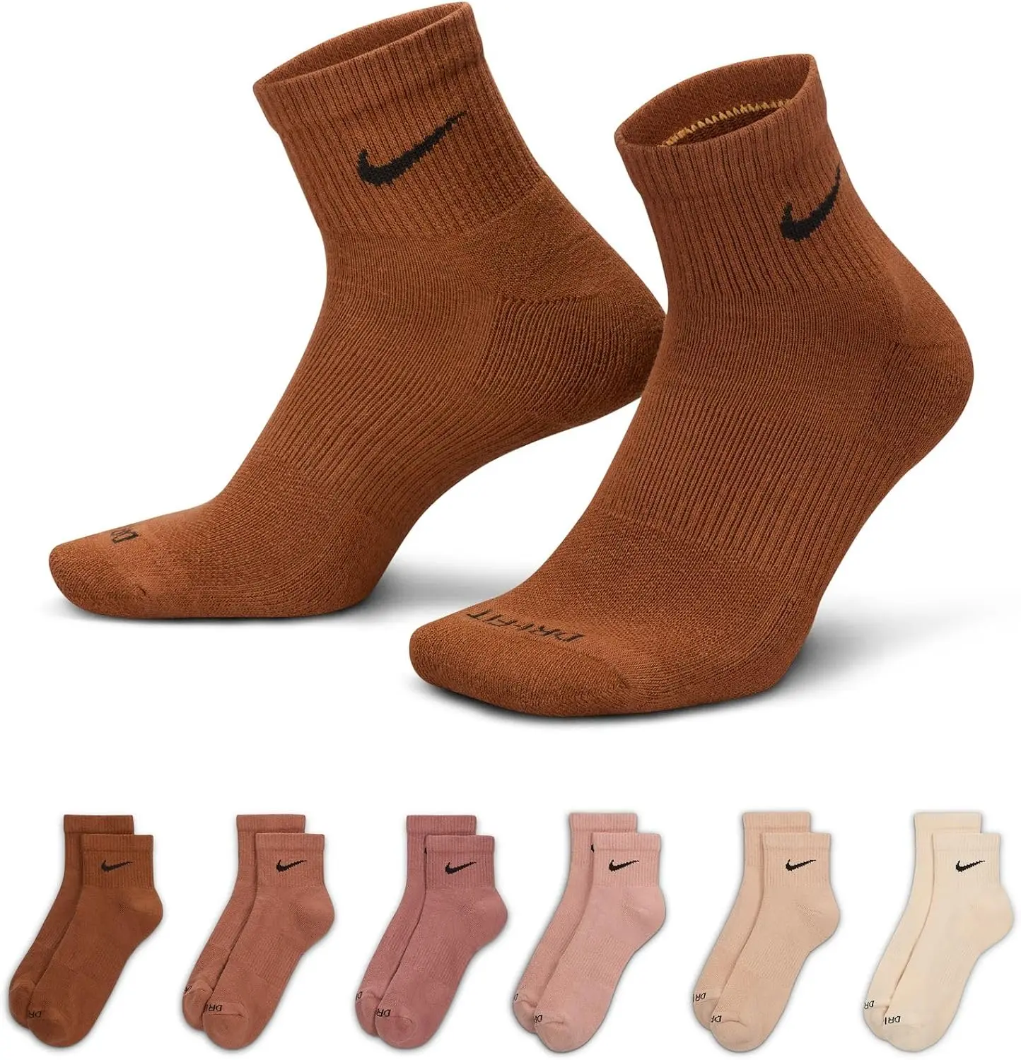 Nike Everyday Plus Cushioned Unisex Durable Sports Socks, 6-Pack, SX6899-904, Multi-Color, for Running
