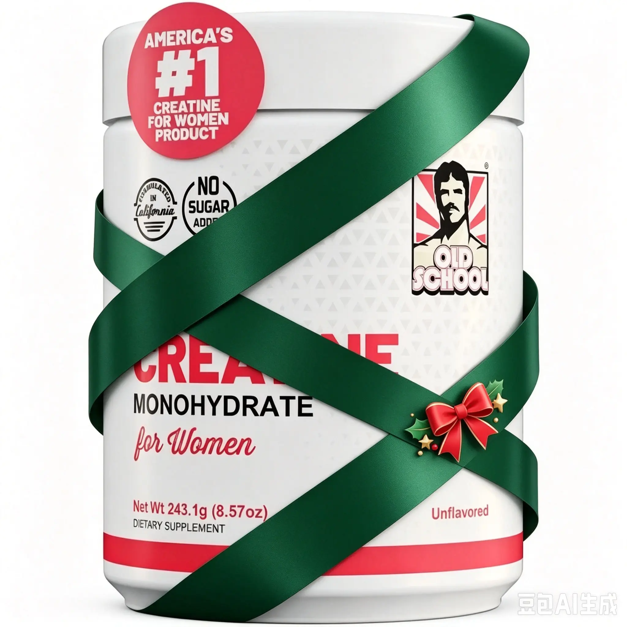 Women's Old School Creatine Monohydrate Supplement, 240g Unflavored, with Collagen & BCAA for Muscle Growth, Faster Recovery, Hair Health & Skin Radiance