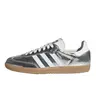 Adidas Women's Samba OG Classic Cracked Leather Sneakers - Silver Metallic Cracked Leather Texture, Bold OG Silhouette for Daily Outfits, Casual Use Sneaker for Walking