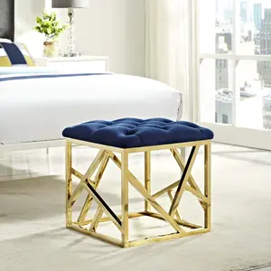 Modway Intersperse Ottoman in Gold Navy