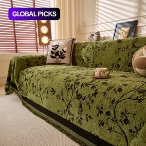 Plant Leaf Pattern Chenille Sofa Cover, 1 Count Soft Slipcover Protector for Living Room Couch, Sofa Decoration Supplies#TOP PICKS