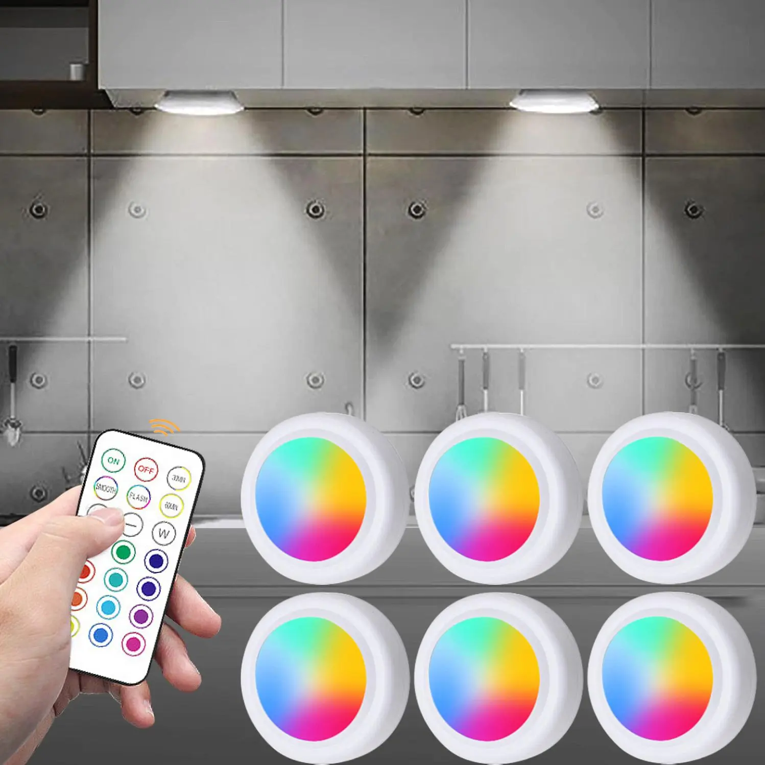LED Disc Night Light with Remote Control & Touch Control, Automatic Light Changing, USB Powered 1 Set Battery Powered RGB Color Changing LED Spotlight, for Closet, LED Nightlight, LED Closet Lights