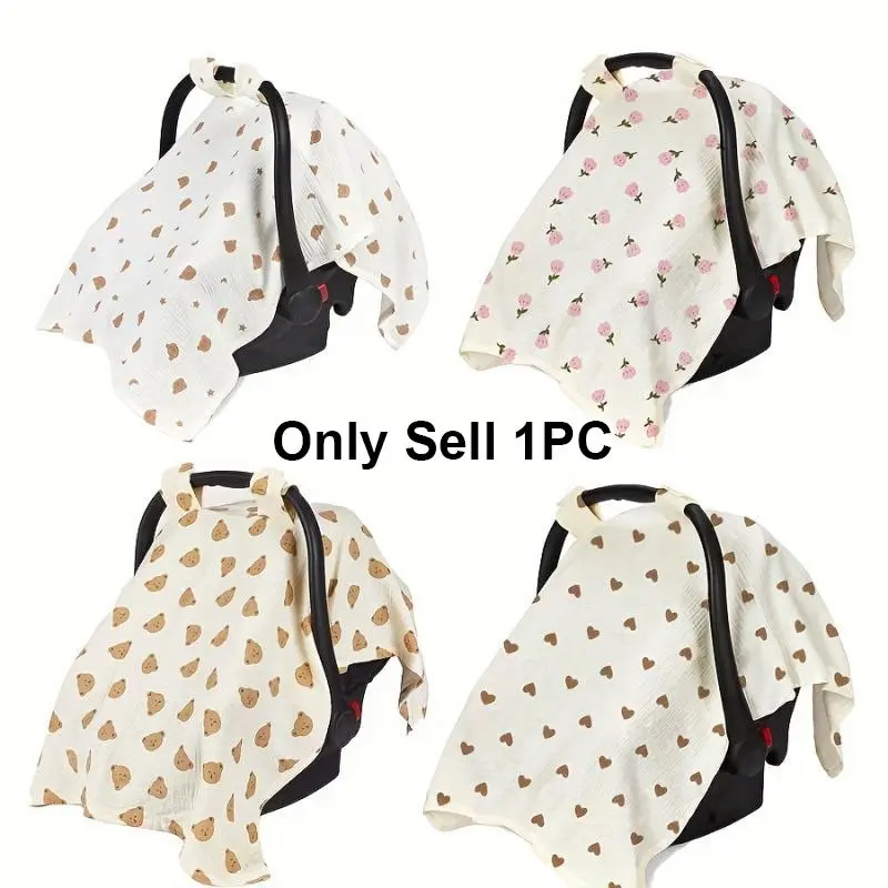 A Car Seat Sunshade - Suitable for All Seasons, Versatile for Car Seats And Strollers, Featuring a Breathable And Stylish Design with a Cute Bear Pattern, Perfect for Outings, Travel, Halloween, Easter and Gift