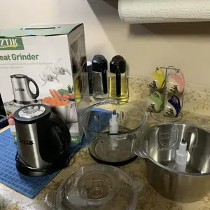 SPZTJK Meat Grinder,Food Processors With 2 Bowls and 4 Bi-Level Blades, Mini Electric Food Chopper 300W, For Baby Food, Meat, Onion, Vegetables