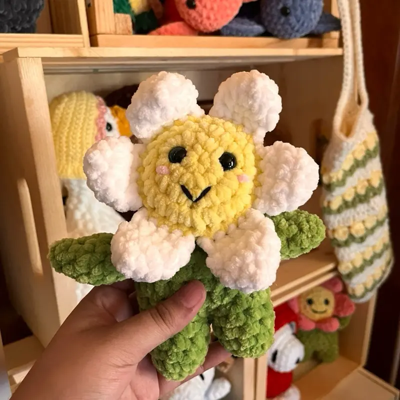 Handmade Crochet White Daisy Buddy Plush