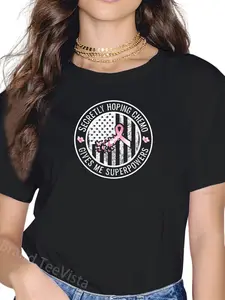 100% Cotton Funny Chemo Chemotherapy Battle Cancer American Flag T-Shirt