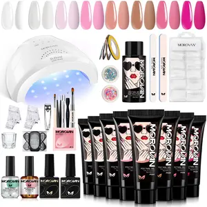 Poly Gel Nail Kit for Beginners: UV Lamp All-in-One Set with Everything DIY Nail Art Design at Home Women's Day Gift for Women Girls