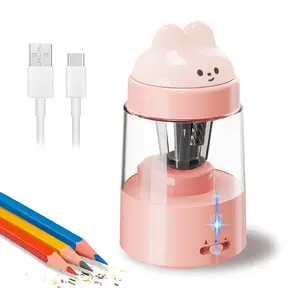 Zmol Electric Pencil Sharpener, Pink Bunny Pencil Sharpener for Colored Pencils,  Rechargeable Portable Pencil shapener for Classroom Home Stationery