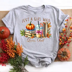 Just A Girl Who Loves Fall Tee - Unisex Crewneck Womenswear T-shirt, Tops Fall Tees