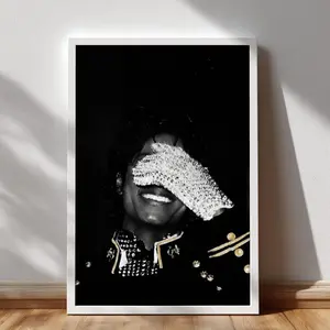 Michael Jackson Wall Art Poster, Iconic Pop Legend Glove Portrait Print, Music Icon Black Minimalist Art. No Framed