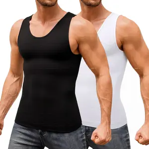 CATTIBOR 1/2 Pack Men Compression Vest,Men Sleeveless Shirt Shapewear,Men T-Shirt Sport Vest Fitness Tank Top Men Underwear For All Seasons