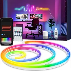 RGBIC Bluetooth Neon LED Strip Lights 5V 5M Waterproof Flex Ribbon Tape for Room Wall Decor with Easy Bluetooth Control and Flexible Design
