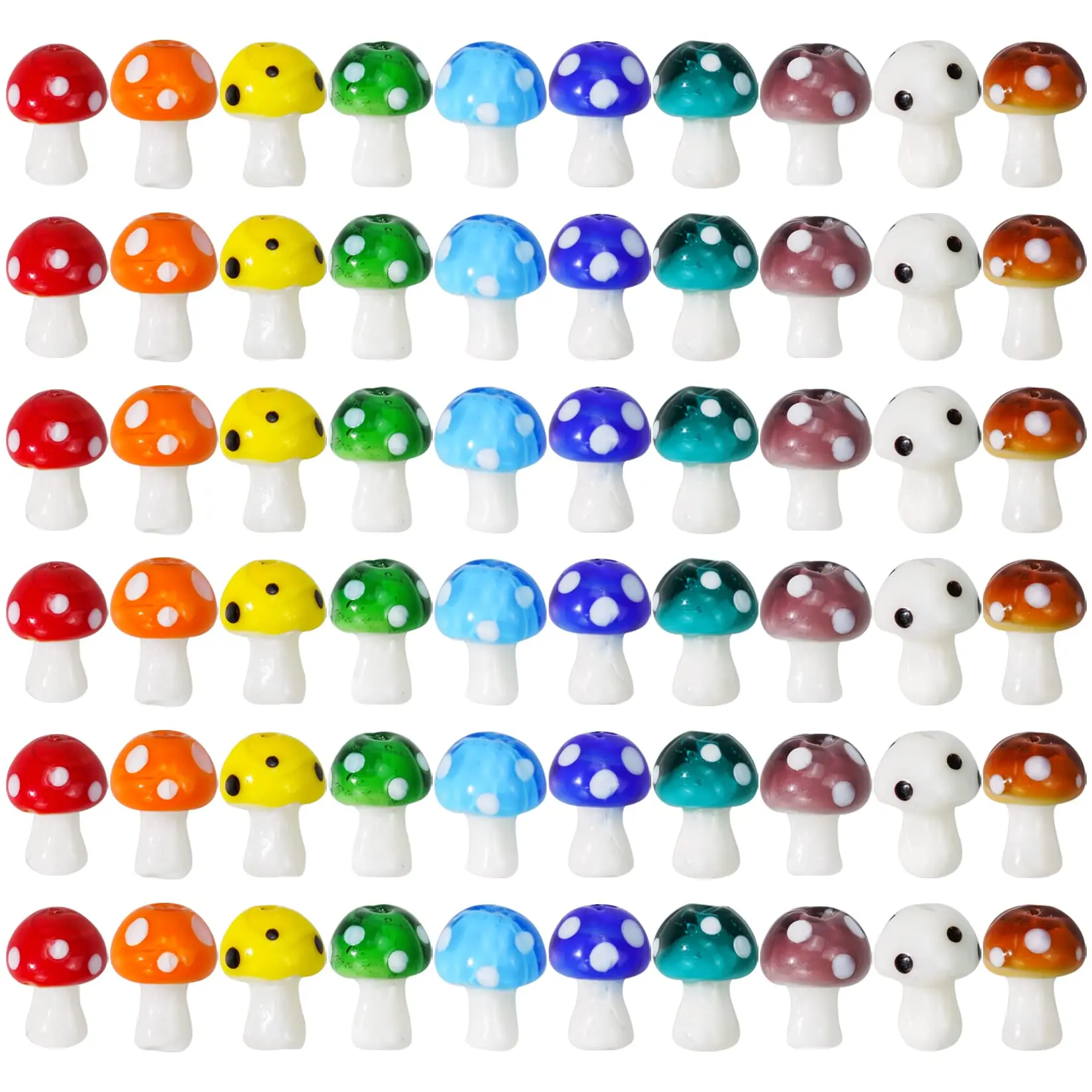 100pcs Mushroom Glass Beads Charms Lampwork Cute For Craft Necklace Bracelet Earring Making 12x16mm