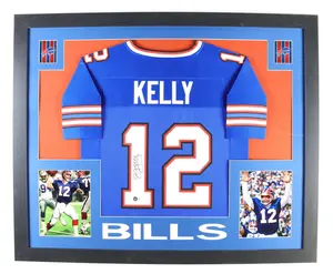 Jim Kelly Signed Custom Framed Jersey Display (Beckett) - Buffalo Bills