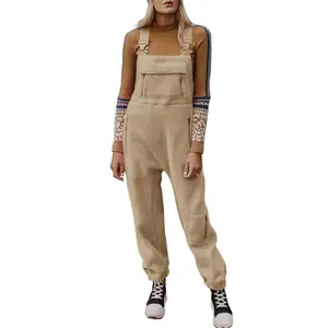Women's Fleece Warm Overalls Winter Loose Casual Jumpsuits with Pockets(Sheets)