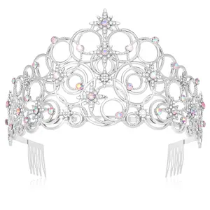 Princess Crown Tiaras for Women Girls, Bubble Tiara Crystal Queen Crown Headband, Prom Birthday Party Wedding Halloween Costume Accessories for Women