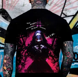 YOUR PRAYERS ARE WASTED HE NEVER LISTENED BUT I DO Evil Nun Print Men's T-Shirt