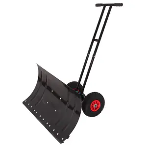 30" Heavy Duty Snow Shovel with Wheels, Garvee Adjustable Angle & Height Ergonomic Handle, Sidewalk & Pavement Clearing