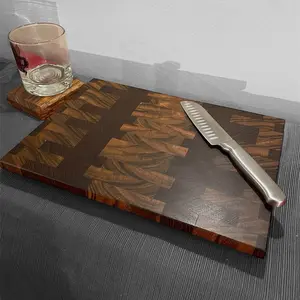 Handcrafted Exotic endgrain wood cutting board. Made with Bocote and Wenge woods. 12.5” x 8.75” x 1”