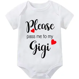 Please Pass Me To My Gigi Newborn Outfit Short Sleeve Girls Bodysuit White Newborn Baby Boy Clothes 0-3 Months