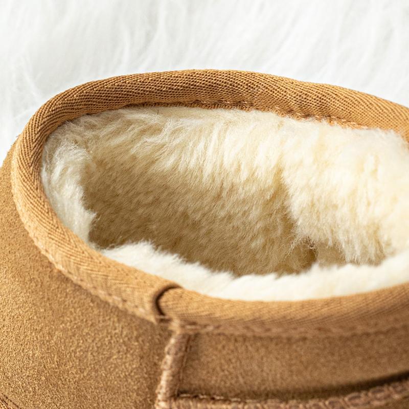 EVELLYHOOTD Winter Warm Flat Padded Ankle Snow Boots Genuine Suede Faux Fur Lining Water Splash-proof Durable TPR Rubber Sole [SIZE DOWN IF SMALL Feet]