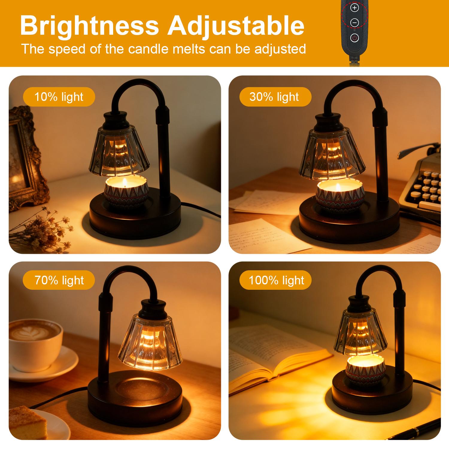 Candle warmer lamp with 2/4/8-hour timer and dimmable function, height adjustable wax melt warmer, suitable for jar candles, flameless home fragrance lamp, ideal as a birthday gift for women and moms, and a housewarming gift