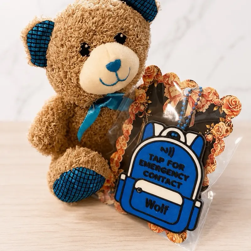 Personalized NFC Emergency Contact Backpack Tag | Back-to-School Safety Tag